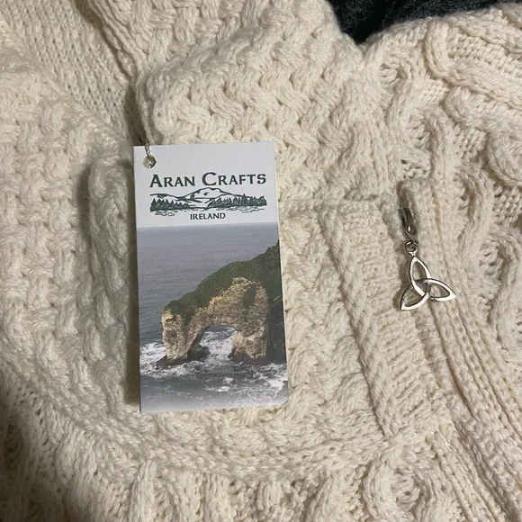 Aran Crafts Cream Cable Knit Hooded Sweater - Picture 5 of 8